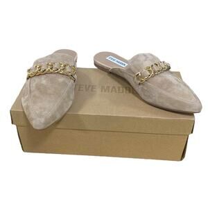 Steve Madden Faine Suede Chain Detail Mules Flats 7.5M